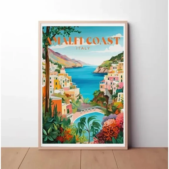 Kna Prints - Amalfi Coast Italy Travel Poster Art |Art Poster For Home Decor, Living Room, Bedroom, Office, UNFRAMED-12x18