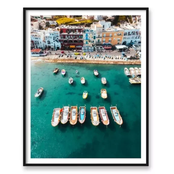 Kna Prints - Amalfi Coast Print | Capri Marina Grande, Italy, Italian Beach Poster For Home Decor, Living Room, Bedroom, Office, UNFRAMED-16x24