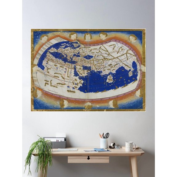 Kna Prints - Ancient Map Of The World By Ptolemy Poster, UNFRAMED-8x12