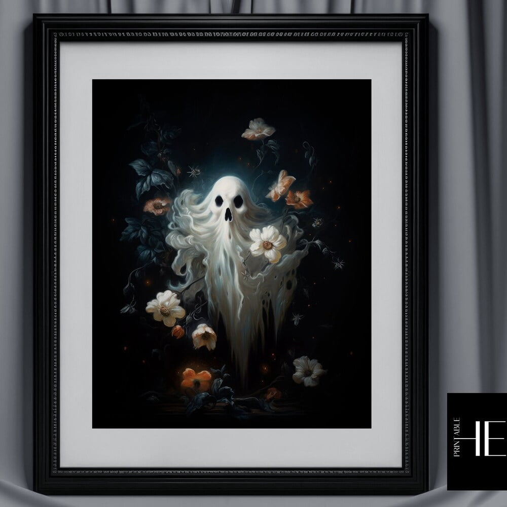 Kna Prints - Angry Ghost And Flowers Dark Academia Halloween Decor ...