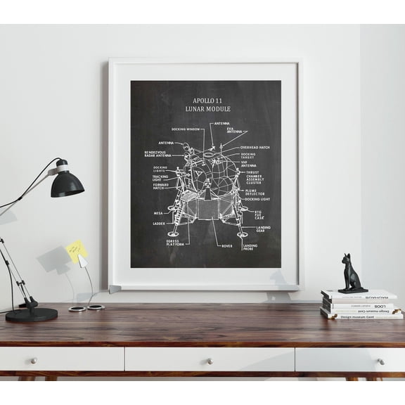 Kna Prints - Apollo 11 Lunar Module Diagram Space Vehicle Drawing 1969 ,Decor For Living Room Bedroom, UNFRAMED-24x36