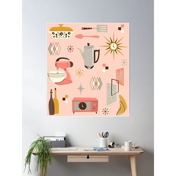 Kna Prints - Atomic Kitchen Poster Wall Art, Modern Wall Decor For Living Room Bedroom, UNFRAMED-16x24
