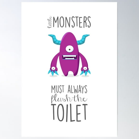 Kna Prints - Bathroom Rules For Kids! Poster , UNFRAMED-8x12