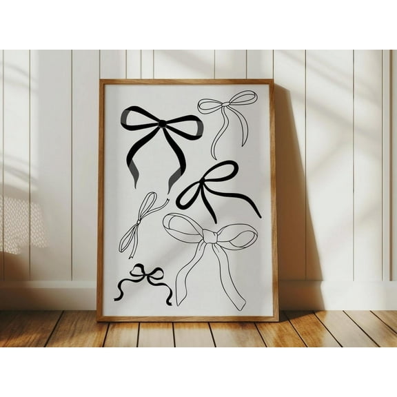 Kna Prints - Black Coquette Bows Print, Preppy Wall Art, Cute Trendy , Girly Apartment Aesthetic, Teen Gift, College Dorm Decor, For Home Decor UNFRAMED-24x36