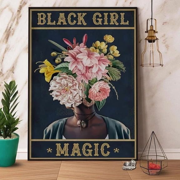 Kna Prints - Black Girl Magic Flowers Pot Head Justice Civil Rights Paper Poster No Frame Home Decor, Vintage Art Print, Haging Poster, Cute Birthday Gift, Wall Art - Kir 4363, UNFRAMED-24x36