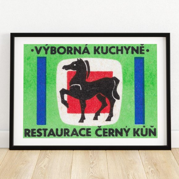 Kna Prints - Black Horse Restaurant - Matchbox Print - Aesthetic Wall Art - Vintage Art - Matchbox Wall Poster - Vintage Poster Print, UNFRAMED-24x36