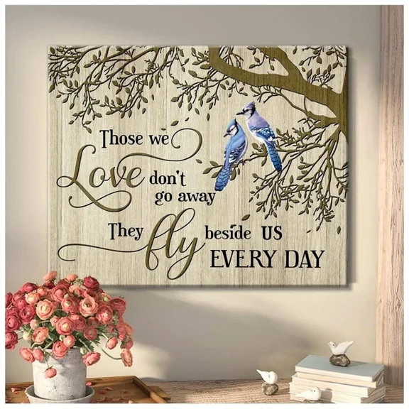 Kna Prints - Blue Jay Bird - Those We Love - Wall Art Decor Gift_6308 For Home Decor, Living Room, Bedroom, Office, UNFRAMED-24x36
