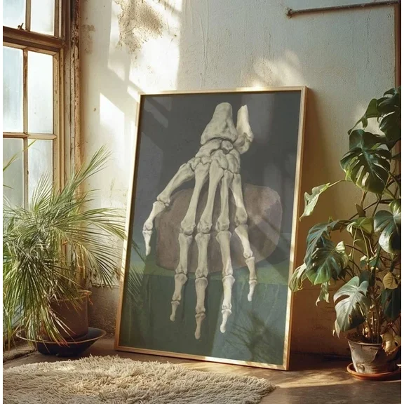 Kna Prints - Bone Anatomy Poster | Spooky Skeleton Hand Decor For Home Decor, Living Room, Bedroom, Office, UNFRAMED-8x12