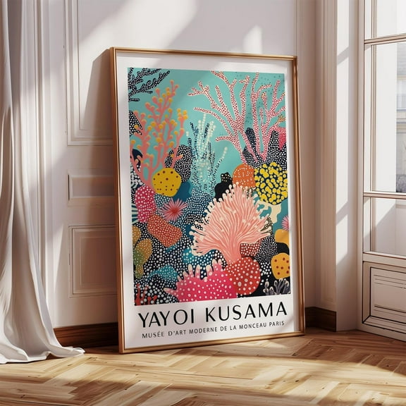 Kna Prints - Bright Wall Art Coral Reef Print Yayoi Kusama Inspired Colorful Ocean Poster Abstract Sea Life Wall Decor For Living Room Or Office Unframed Poster, UNFRAMED-8x12