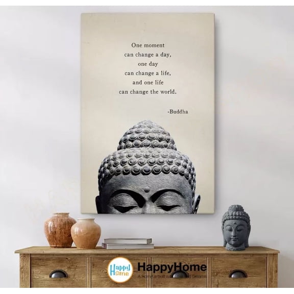 Kna Prints - Buddha Quote Wall Art One Moment Can Change The World Meditation Art Decor - Kir 952, UNFRAMED-8x12