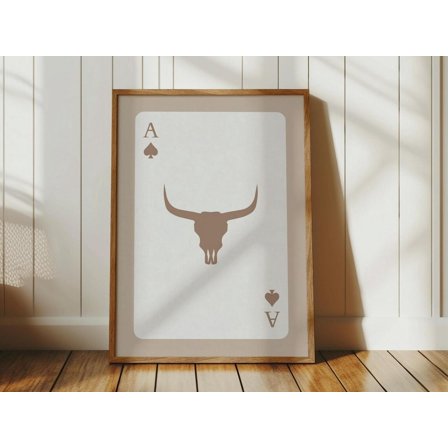Kna Prints - Bull Skull Wall Art, Ace Of Spades Print, Western Art Print, Southwestern Poster, Texas Longhorn Decor, Trendy Playing Card, Retro Aesthetic ,Decor For Living Room Bedroom, UNFRAMED-8x12