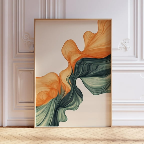 Kna Prints - Burnt Orange Sage Green Modern Wall Art, Mid Century Modern Wall Art, Burnt Orange Prints, Wall Art, Living Room Decor, UNFRAMED-8x12