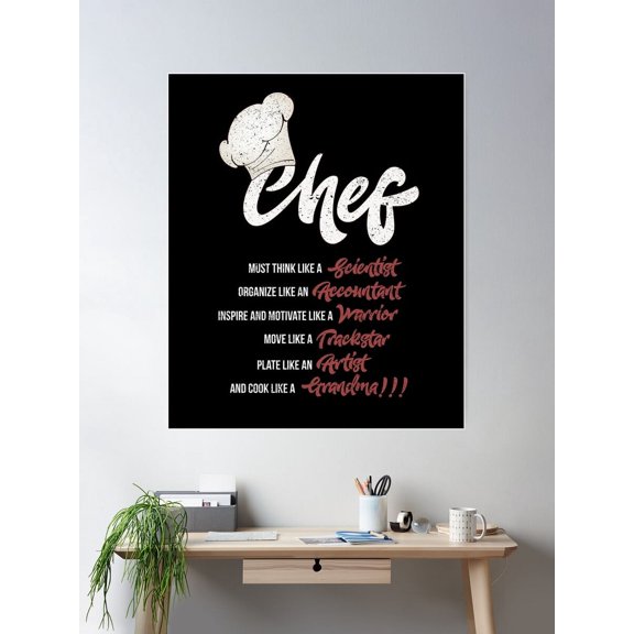 Kna Prints - Chef Statement Poster Wall Art, Modern Wall Decor For Living Room Bedroom, UNFRAMED-8x12