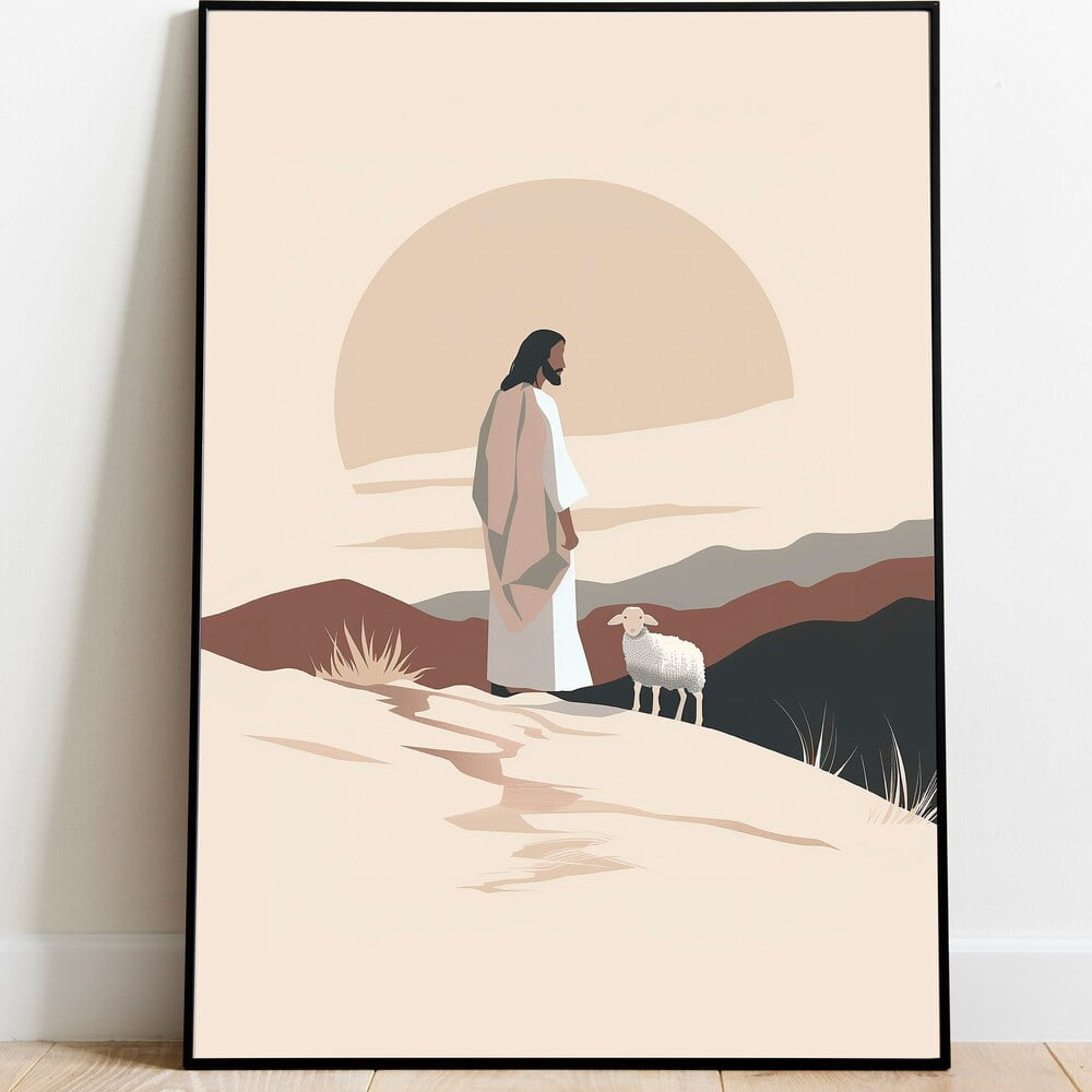 Parable Poster Kna Prints - Christian Modern Wall Art Parable Of The Lost Sheep, Jesus ...