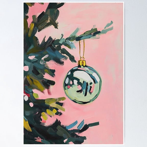 Kna Prints - Christmas Christmas Ball Christmas Tree Christmas Tree Pink I Poster Wall Art Print For Home Decor, Living Room, Bedroom, Office, UNFRAMED-8x12