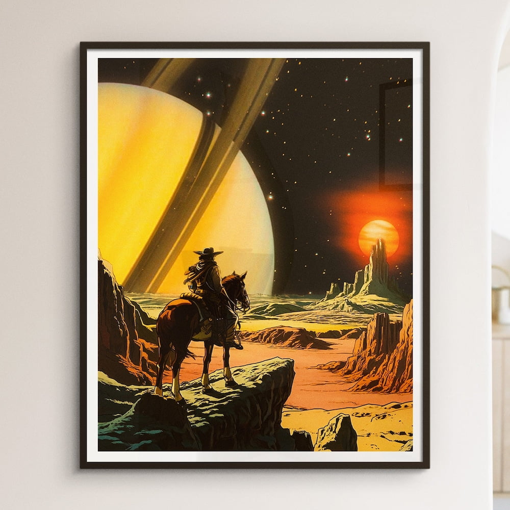 Kna Prints - Cosmic Cowboy, Retro Futuristic Art, Space Art, Vintage ...