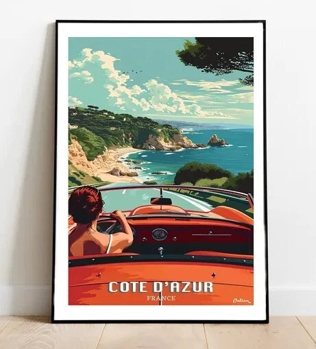 Kna Prints - Cote D'Azur - South Of France | Travel Poster | Modern ...