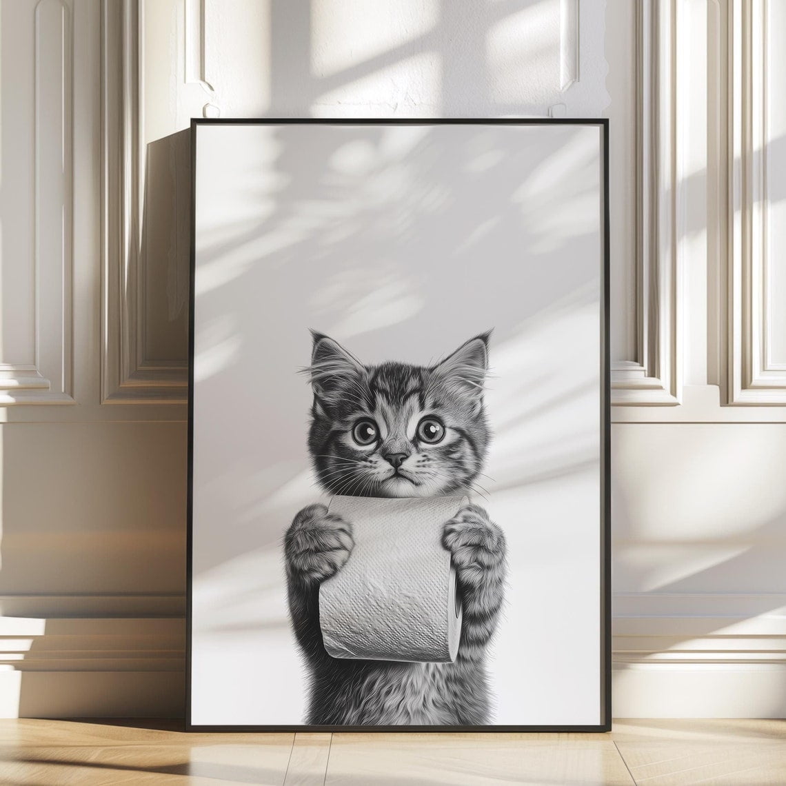 Kna Prints - Cute Cat Bathroom Wall Art, Funny Cat Poster, Cat Bath ...