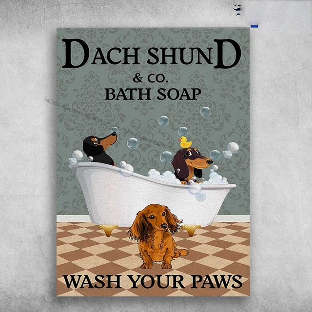 Beagle Co. - Targa in metallo con scritta Bath Soap Wash