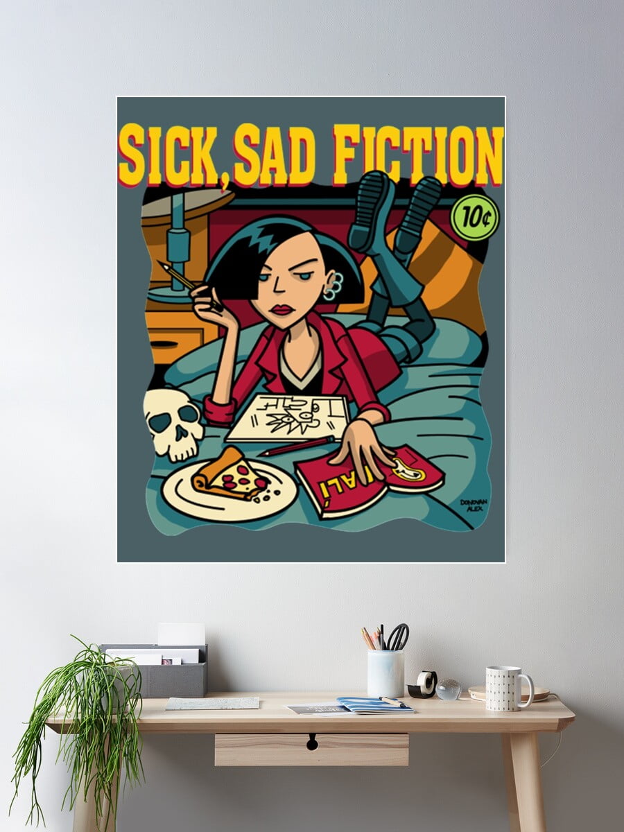 T-shirt Homme "Sick, Sad Fiction" Daria - Noir 100% Coton - Tailles S à 5XL - Neuf Avec étiquettes GERNURTEE