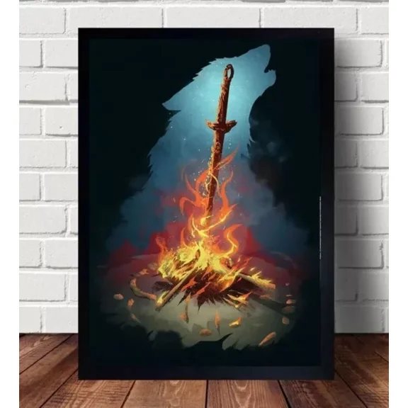 Kna Prints - Dark Souls Bonfire Game Poster Paintings Poster Hanging Home Decor Wall For Home Decor, Living Room, Bedroom, Office, UNFRAMED-8x12