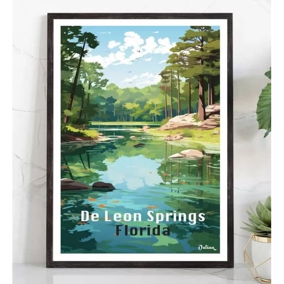 Kna Prints - Deleon Springs State Park, Florida | Travel Poster | Modern Wall Art For Home Decor, Living Room, Bedroom, Office, UNFRAMED-12x18