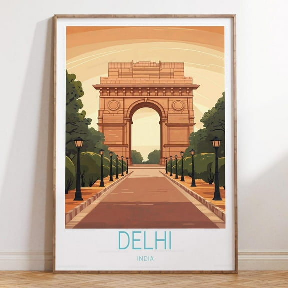 Kna Prints - Delhi India Travel Poster, India Travel Print, India Wall Art Print, Personalised Travel Poster, Home Decor, Birthday Gifts , UNFRAMED-12x18