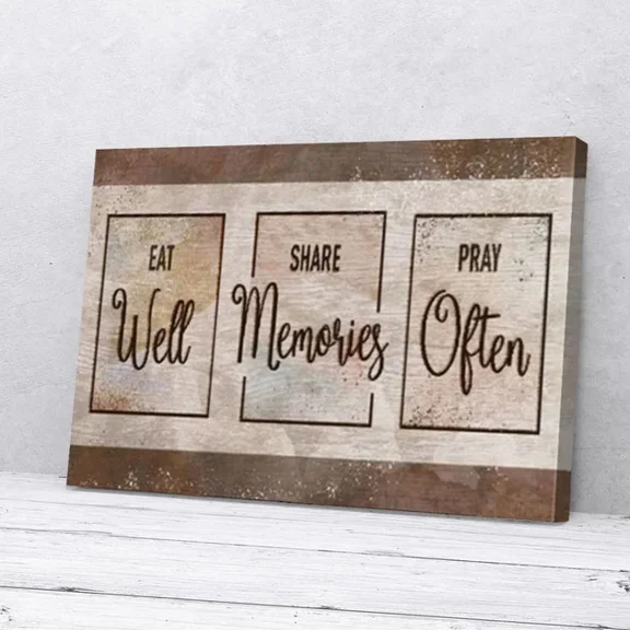 Kna Prints - Eat Well Share Memories Pray Often, Wall Art Wall Art Print For Home Decor, Living Room, Bedroom, Office, UNFRAMED-12x18