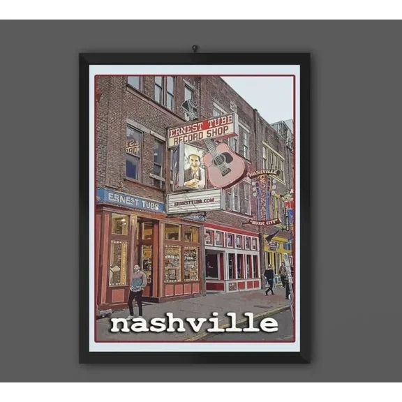 Kna Prints - Ernest Tubb Record Shop Storefront Poster Nashville Travel Poster For Home Decor, Living Room, Bedroom, Office, UNFRAMED-8x12