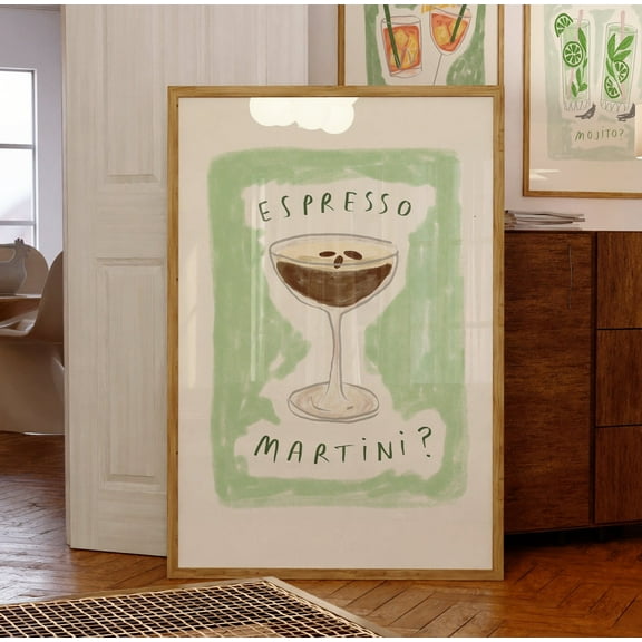 Kna Prints - Espresso Martini Wall Print Cocktail Wall Kitchen Art Drink Lover Bartender Trendy For Home Decor, Living Room, Bedroom, Office, UNFRAMED-8x12