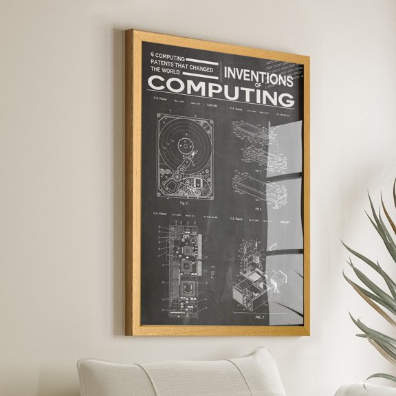 Kna Prints - Explore The Inventions Of Computing - Computer Gift Poster - Ideal Office And Home Wall Decor With Computer Patent Art - Win42, UNFRAMED-16x24