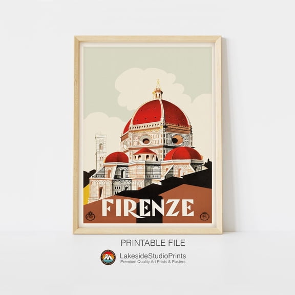 Kna Prints - Firenze, Florence Italy Vintage Travel Poster, UNFRAMED-8x12
