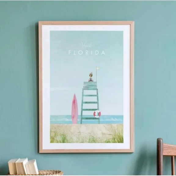 Kna Prints - Florida Travel Poster Print By Henry Rivers | Florida Travel Wall Art For Home Decor, Living Room, Bedroom, Office, UNFRAMED-8x12