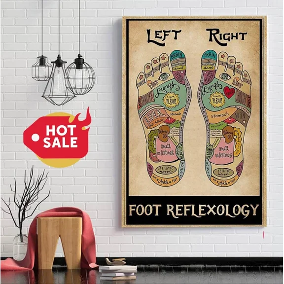 Kna Prints - Foot Reflexology Massage Therapist Poster Wall Art Print For Home Decor, Living Room, Bedroom, Office, UNFRAMED-12x18