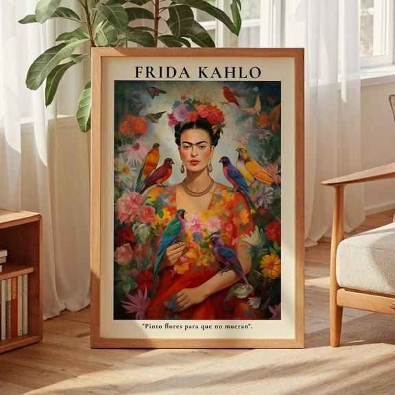 Kna Prints - Frida Kahlo Birds And Flowers Poster, Frida Kahlos Print, Mexican Art, , Unique Poster, Frida Kahlo Print, UNFRAMED-8x12