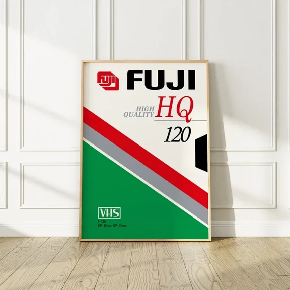 Kna Prints - Fuji Vhs Tape 80S Poster Art Print, Matte Paper For Home Decor, Living Room, Bedroom, Office, UNFRAMED-12x18