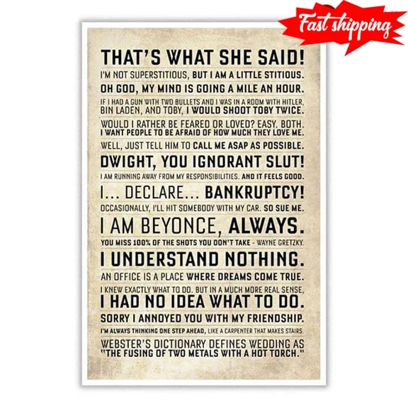 Kna Prints - Funny The Office Tv Show Michael Scott That'S What She Said I'M Not Superstit For Home Decor, Living Room, Bedroom, Office, UNFRAMED-8x12