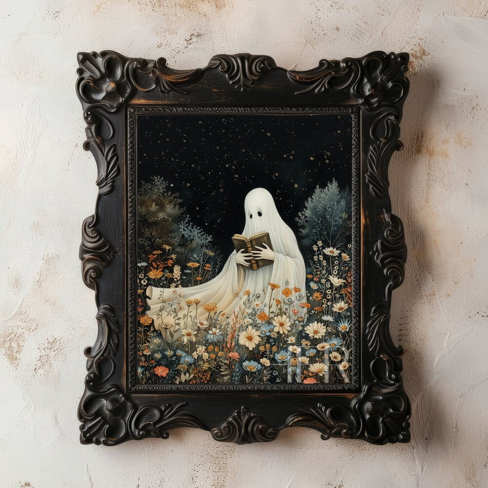 Kna Prints - Ghost And Book Dark Cottagecore Academia Print Moody ...