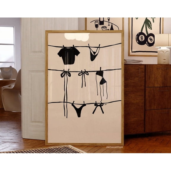 Kna Prints - Girl Laundry Poster Trendy Wall Art Prints Coquette Room Decor Girly Print Aesthetic Apartment Decor (Unframed) Retro Wall Prints Beige, Decor For Living Room Bedroom, UNFRAMED-8x12