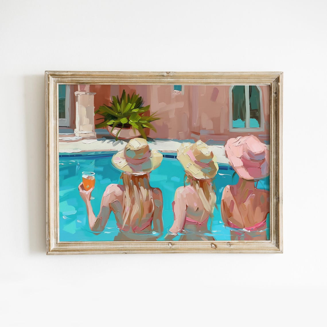 Kna Prints - Girls By The Pool Wall Art, Trendy Pink Summer , Preppy ...