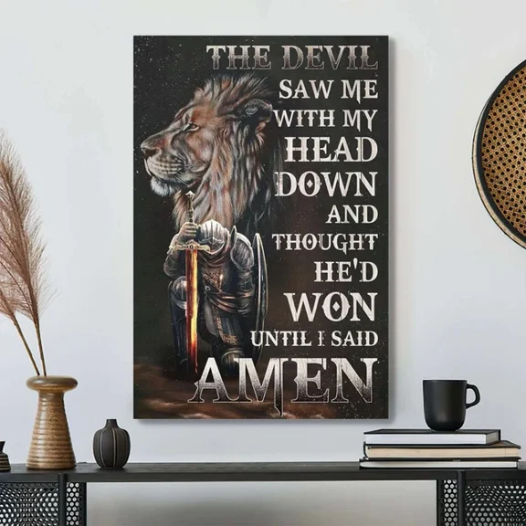 Kna Prints - God Bible Verse Jesus The Devil Thought He Won Until I Said Amen Graphic Prin For Home Decor, Living Room, Bedroom, Office, UNFRAMED-8x12