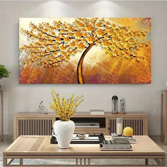 Kna Prints - Golden Fortune Money Trees Painting Home Decor Wall Poster Wall Mural For Home Decor, Living Room, Bedroom, Office, UNFRAMED-24x36