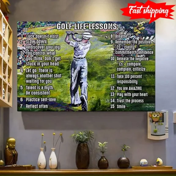 Kna Prints - Golf Life Lessons Painting For Home Decor, Living Room, Bedroom, Office, UNFRAMED-12x18
