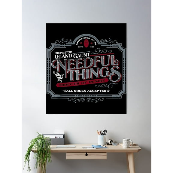 Kna Prints - Gothic Horror Graphic Logo - Needful Things Devil Poster , UNFRAMED-8x12
