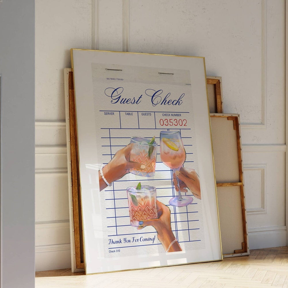 Kna Prints - Guest Check Cheers Cocktail Printable, Bar Cposter Print ...