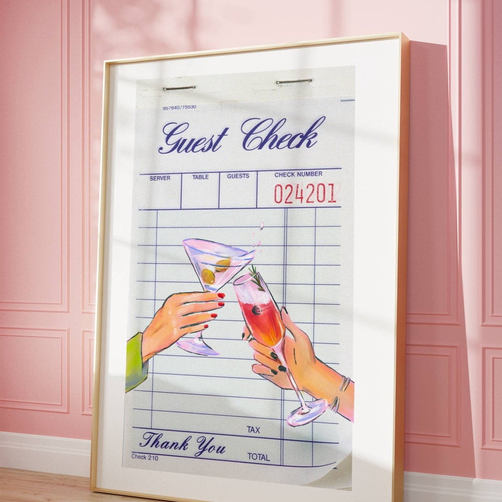 Kna Prints - Guest Check Cheers Cocktail Printable, Bar Cposter Print ...