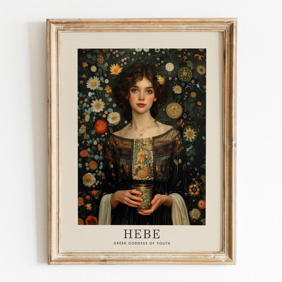Kna Prints - Hebe Greek Goddess Of Youth, Art Nouveau Print, Divine Feminine Art, Greek Mythology Decor, Spiritual Wall Art, Hebe Print, Divine Female Unframed Poster, UNFRAMED-16x24