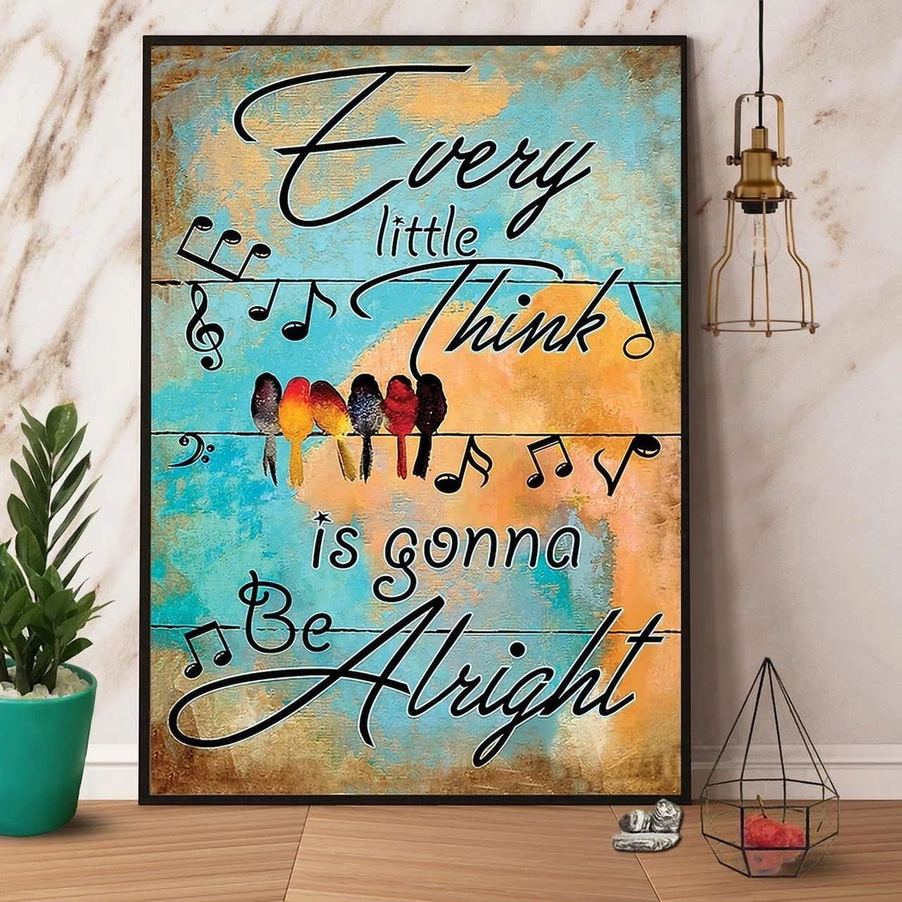 Three Little Birds Lyric Tin Sign - Every Little Thing Gonna Be Alright Wall Decor