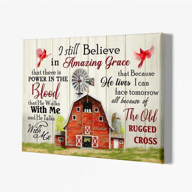 Vintage Blechschild 'I Still Believe In Amazing Grace' Mit Blumen & Kolibri – 30,5x20,3 Cm Aluminium