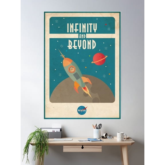 Kna Prints - Infinity And Beyond Vintage Old Retro Grubby Poster Space Age Poster , UNFRAMED-24x36